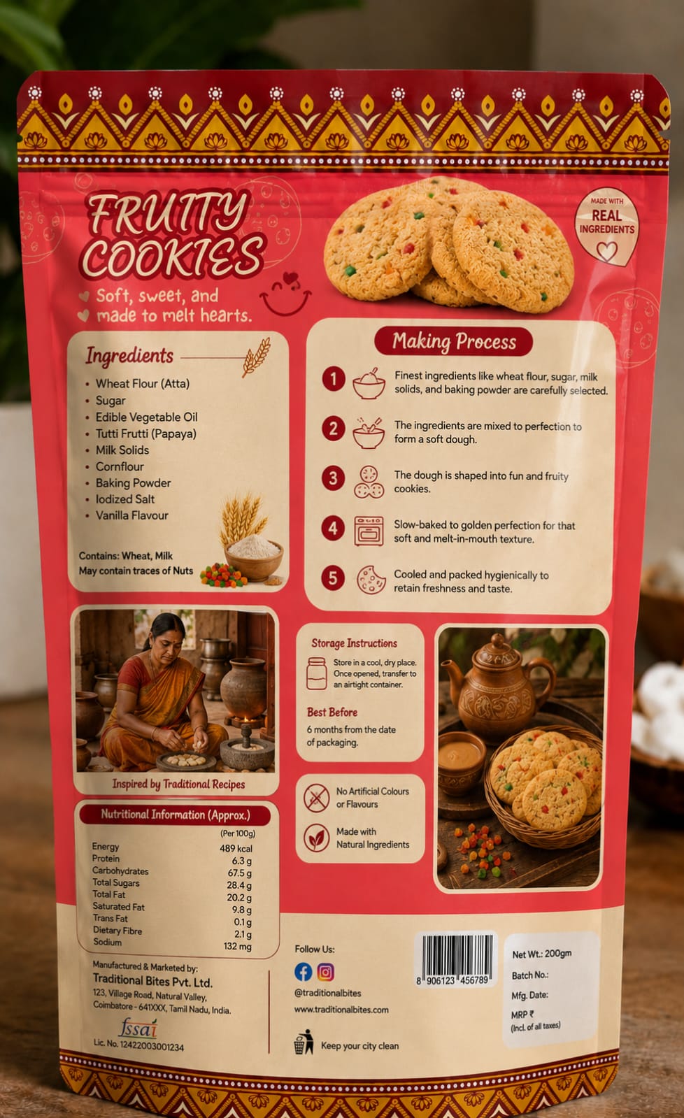 Fruity Cookies ingredients and pack details